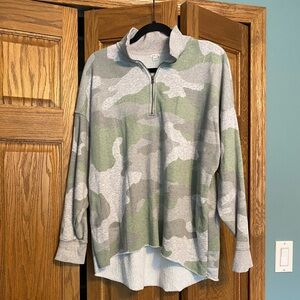 EUC Aerie Sunday Soft Camo Oversized Quarter Zip